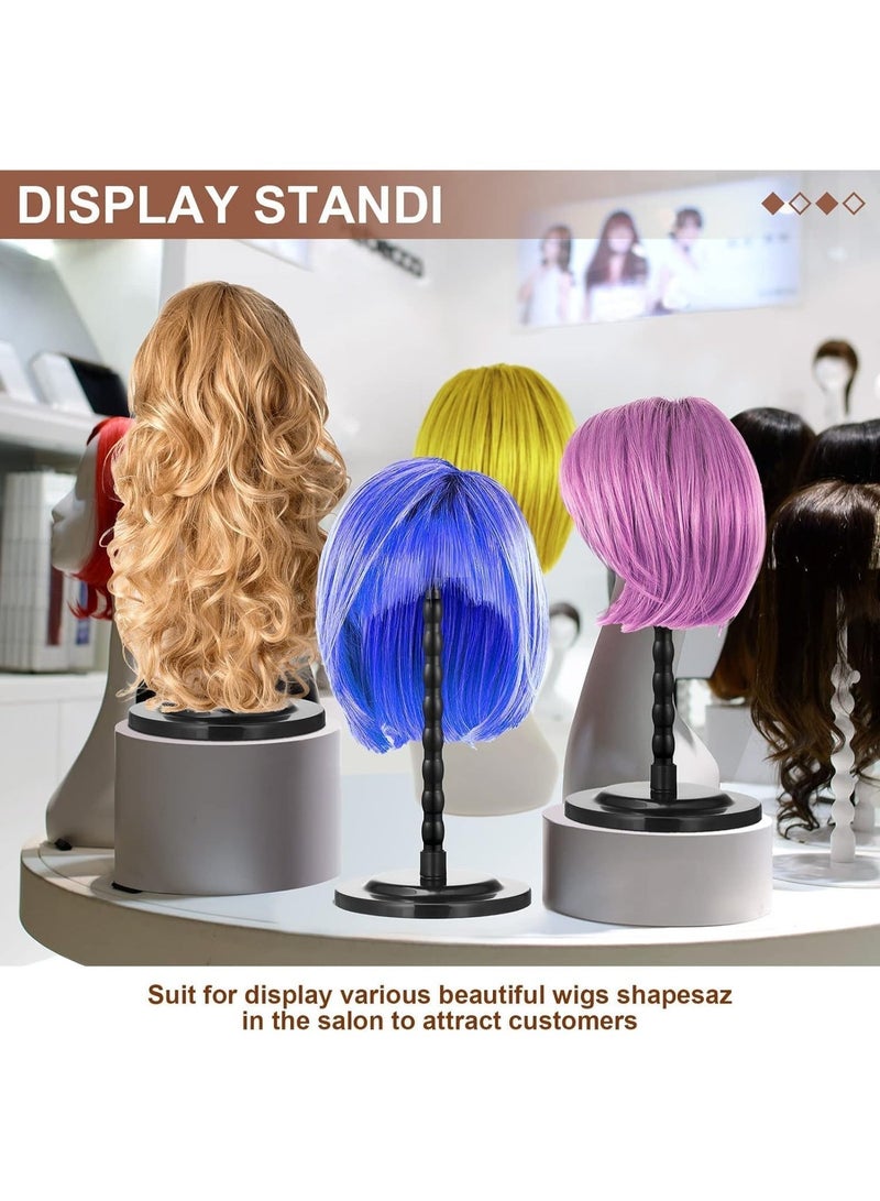 ChicAbode 3 Pieces Wig Holder, Head Stand For Styling, 13.8 Inch Wigs Portable Hat Display Travel Holder Multiple Practice Diy Non Slip Stable (Black) - Image 5